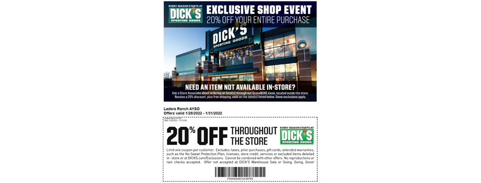 Dick's Sporting Good Shop Event, 1/29/2022
