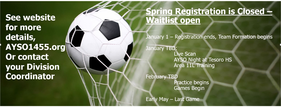Spring 2023 Season - Registration Closed, Waitlist Open