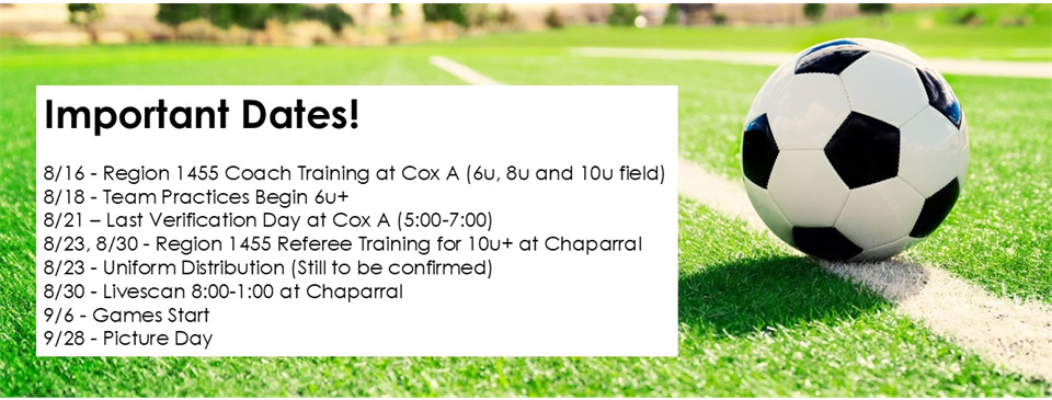 Upcoming Important Dates!