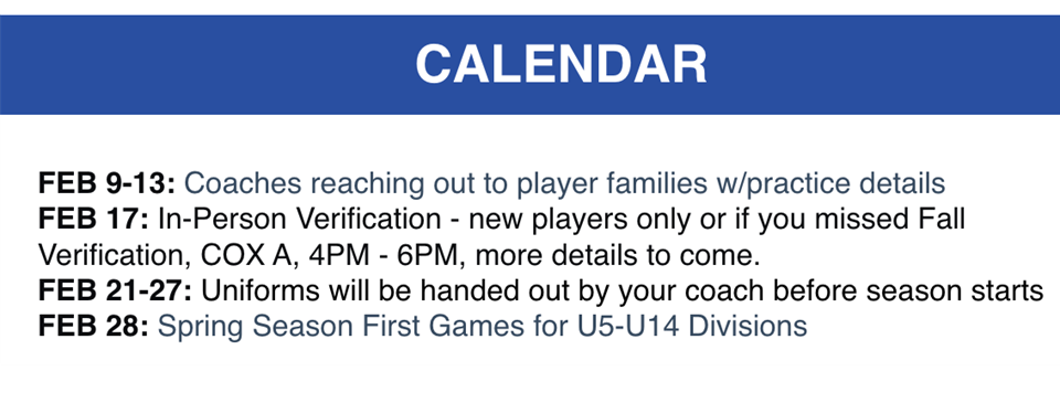 Spring Season Starts on February 28th